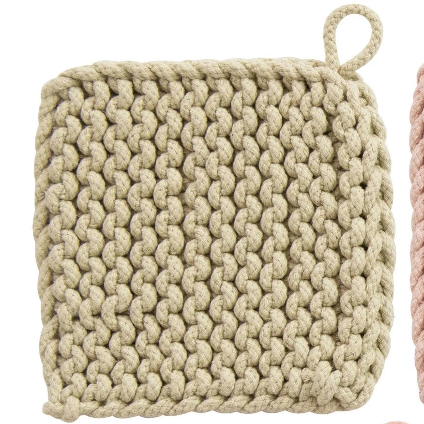 Cotton Crocheted Pot Holder, 8"