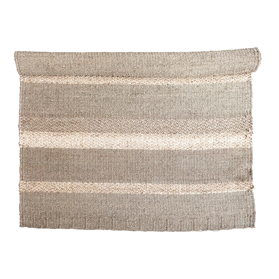 5' x 6-1/2' Hand-Woven Seagrass and Corn Husk Rug
