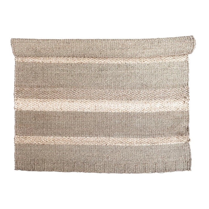 5' x 6-1/2' Hand-Woven Seagrass and Corn Husk Rug