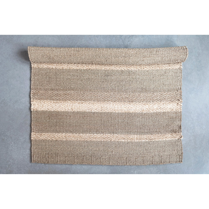 5' x 6-1/2' Hand-Woven Seagrass and Corn Husk Rug