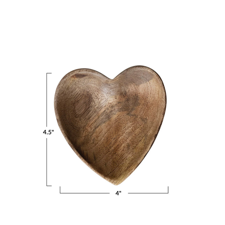 Heart Dish Mango Wood, Natural