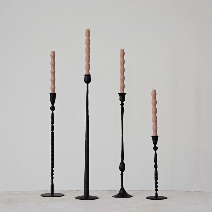 Hand-Forged Cast Iron Taper Holder, Black