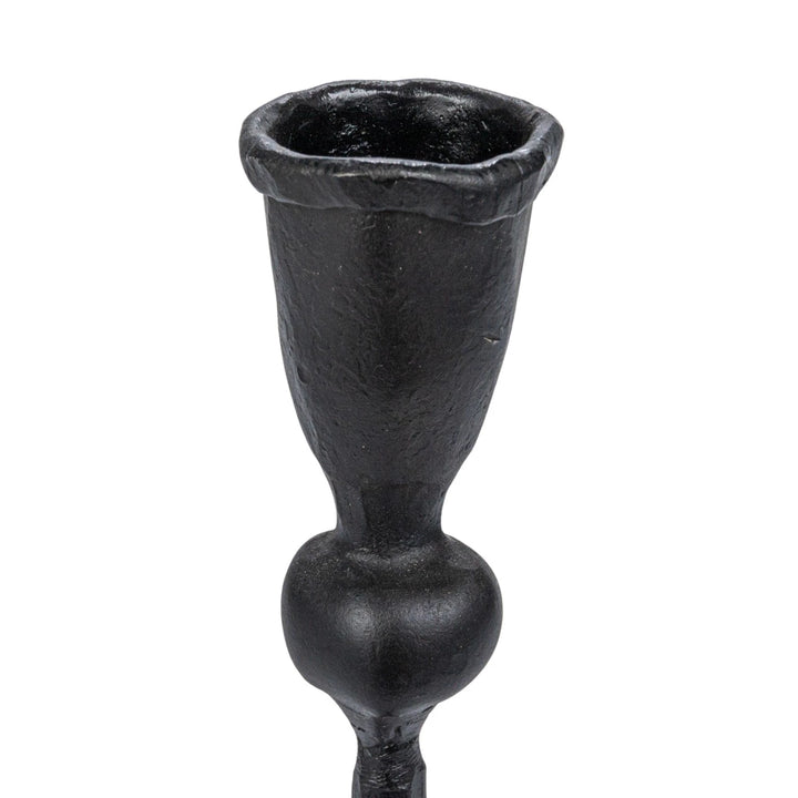 Hand-Forged Cast Iron Taper Holder, Black