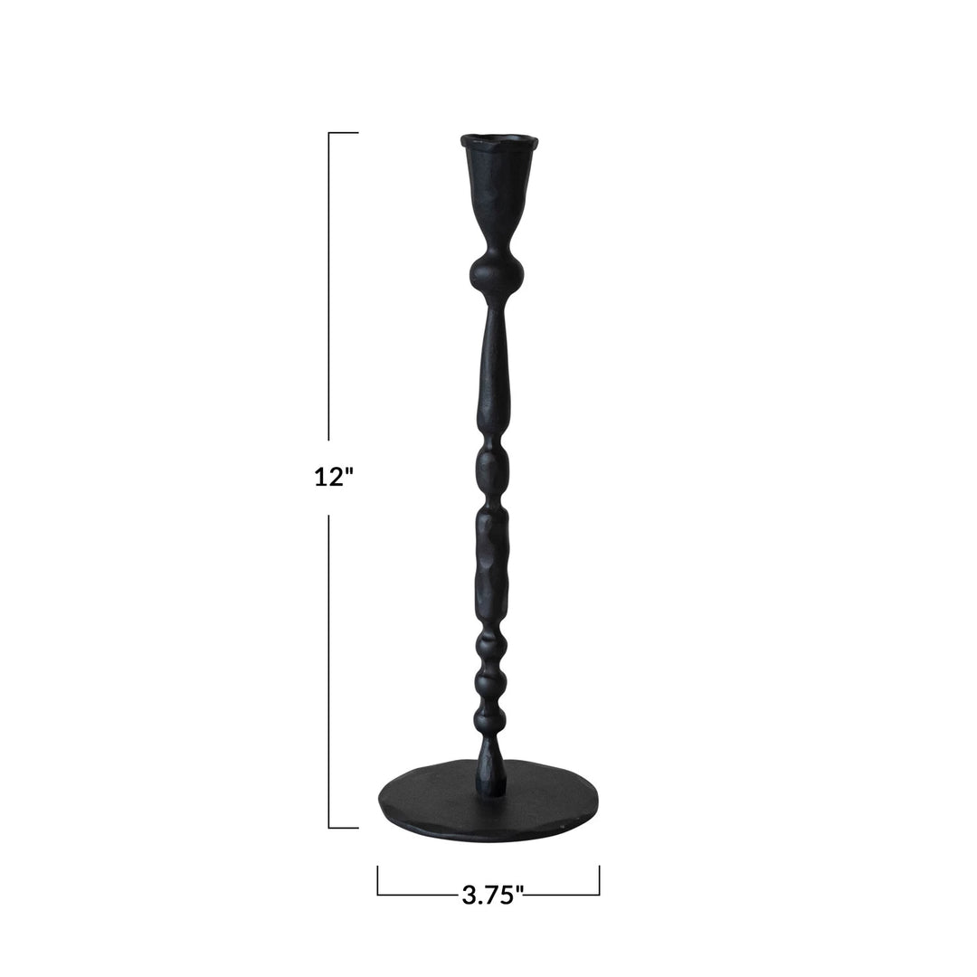 Hand-Forged Cast Iron Taper Holder, Black