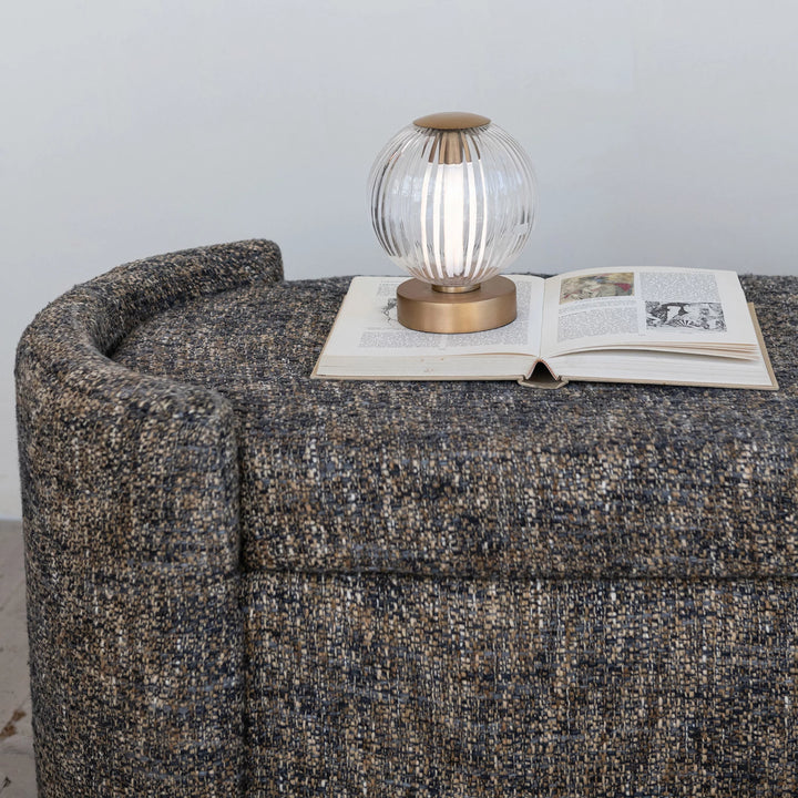 Pleated LED Table Lamp, Cordless, Antique Brass