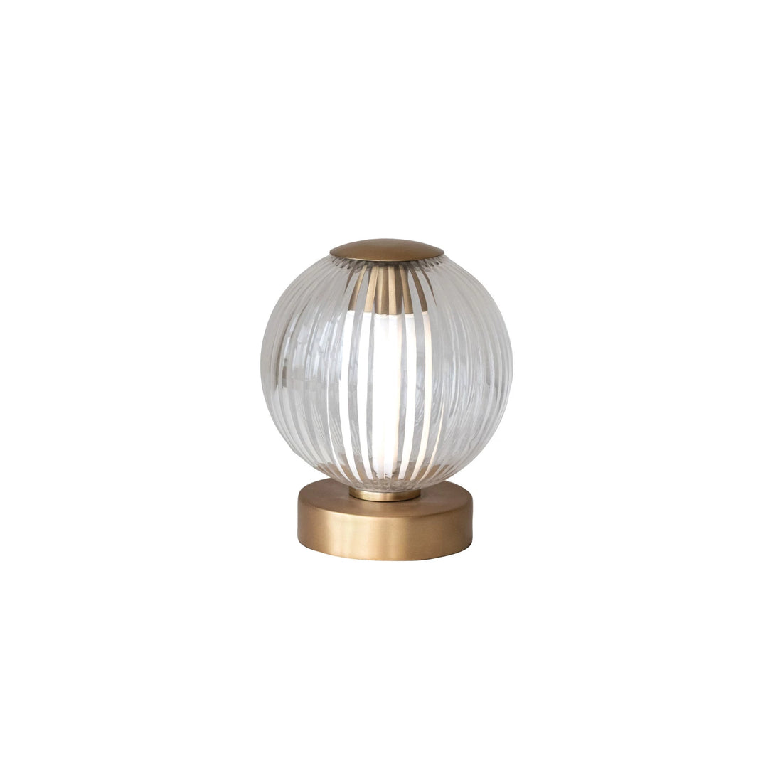 Pleated LED Table Lamp, Cordless, Antique Brass
