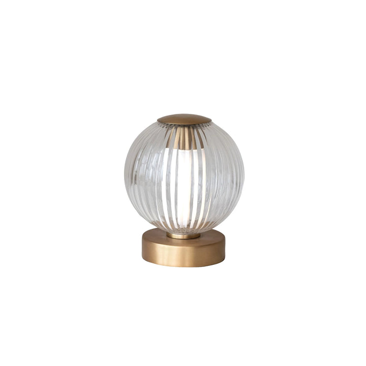 Pleated LED Table Lamp, Cordless, Antique Brass