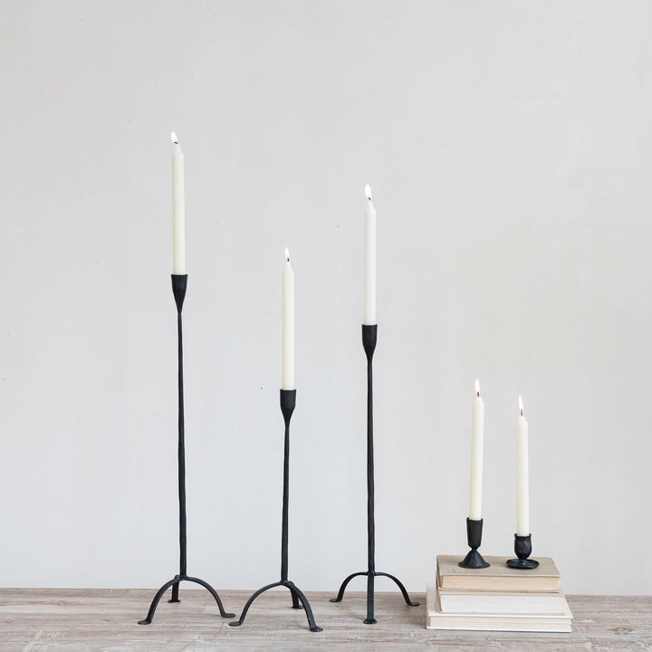 Hand-Forged Cast Iron Taper Holder, 3 1/4", Black