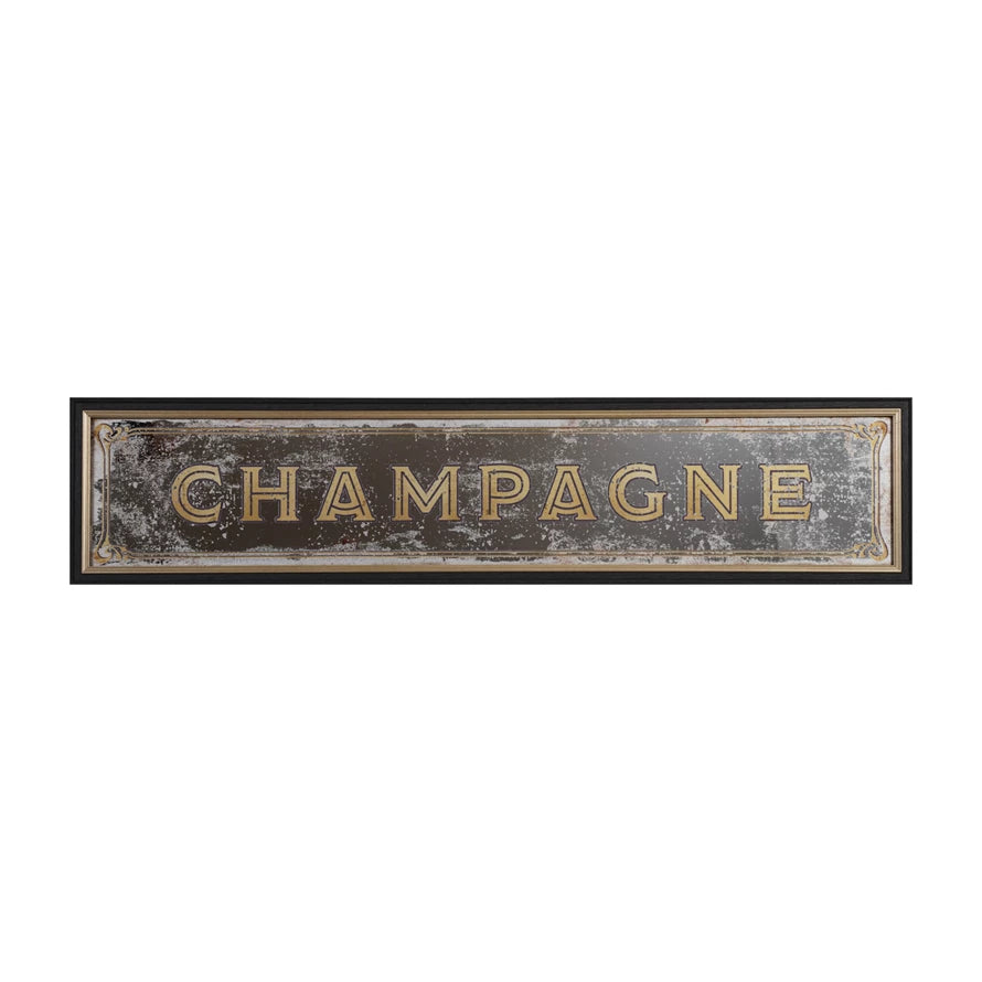 "Champagne" Antiqued Mirror Wall Decor, 38.25" x 8.5"