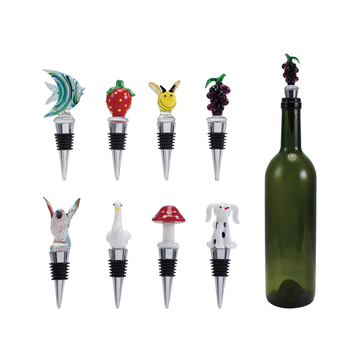 Wine Stopper w/ Hand-Blown Glass Figure