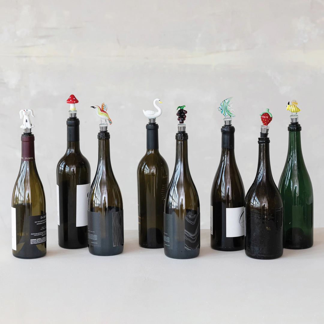 Wine Stopper w/ Hand-Blown Glass Figure