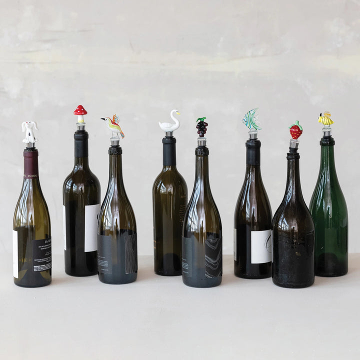 Wine Stopper w/ Hand-Blown Glass Figure