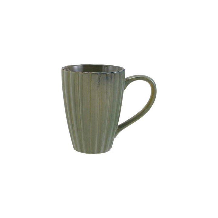 Ribbed Stoneware Reactive Glaze, Sage Green, 14 oz