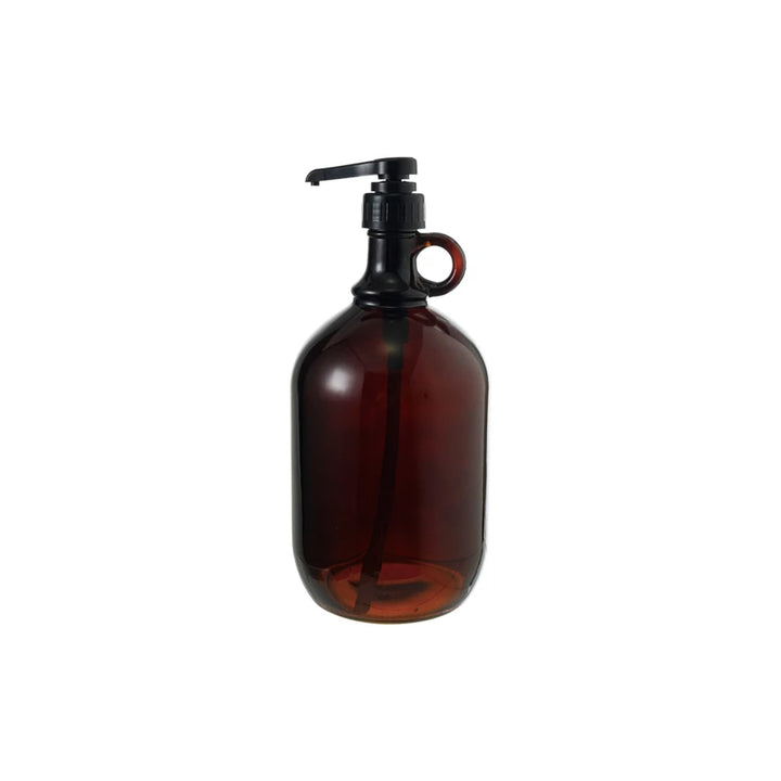 Glass Pump Dispenser, Amber + Black