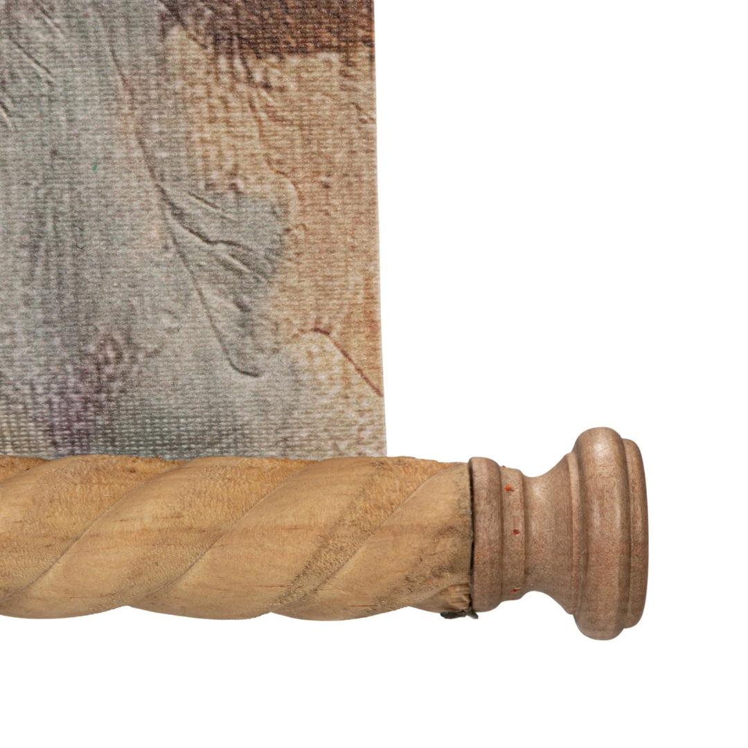 Oak Tree Canvas + Carved Wood Scroll, 39" x 29"