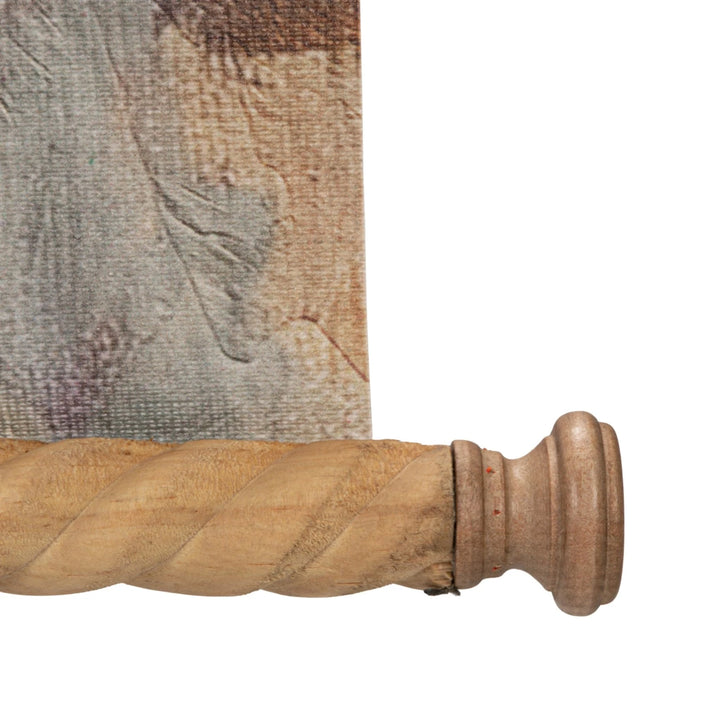 Oak Tree Canvas + Carved Wood Scroll, 39" x 29"