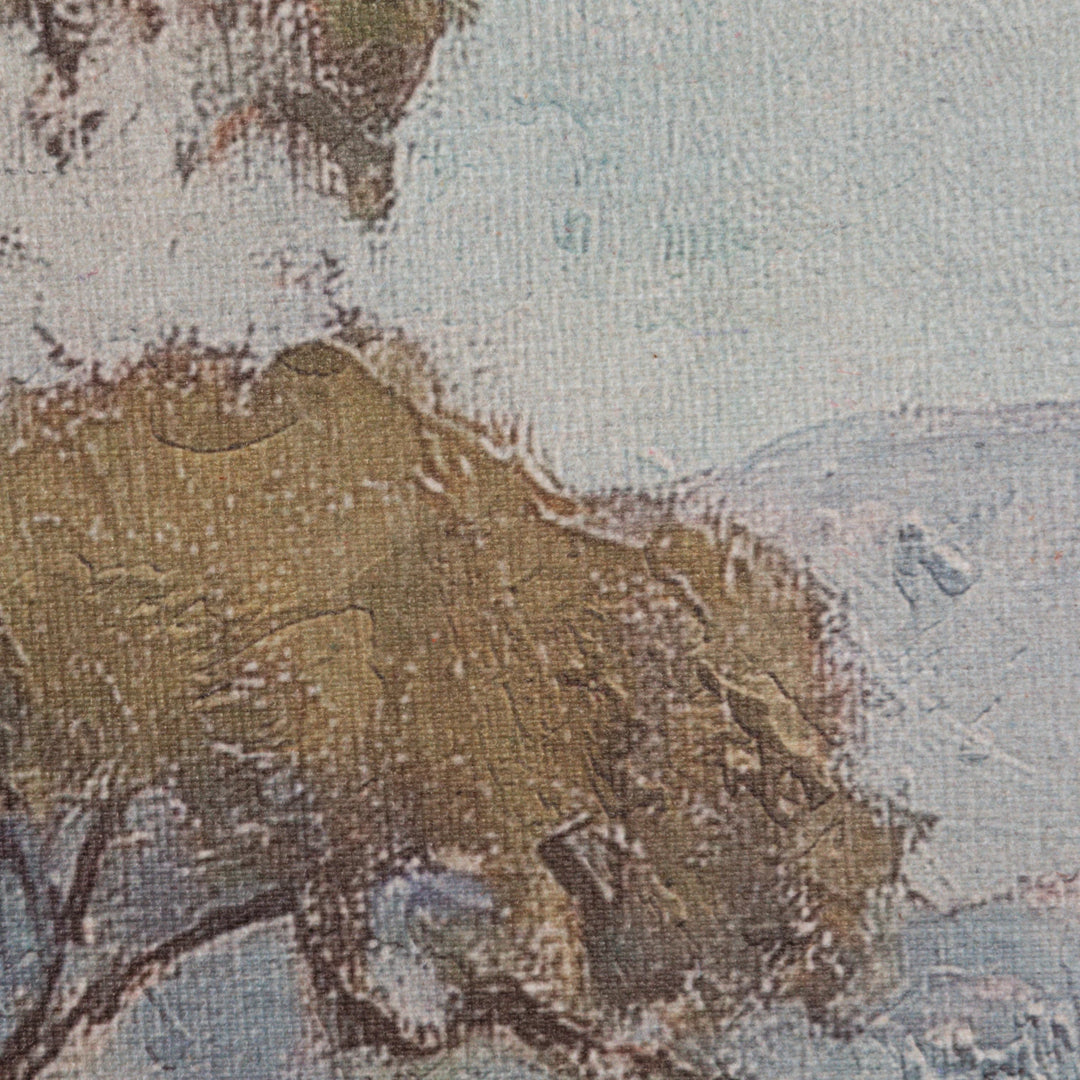 Oak Tree Canvas + Carved Wood Scroll, 39" x 29"