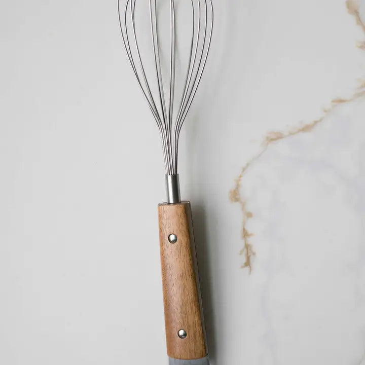 Heirloom Wood Handle Stainless Steel Hand Whisk
