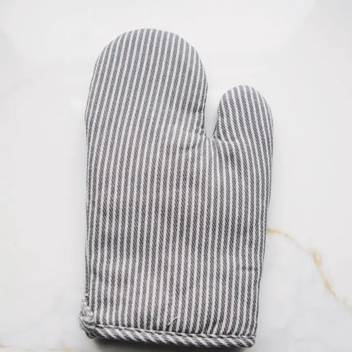 Simple Stripe Cotton Oven Mitt – Grey &amp; White
