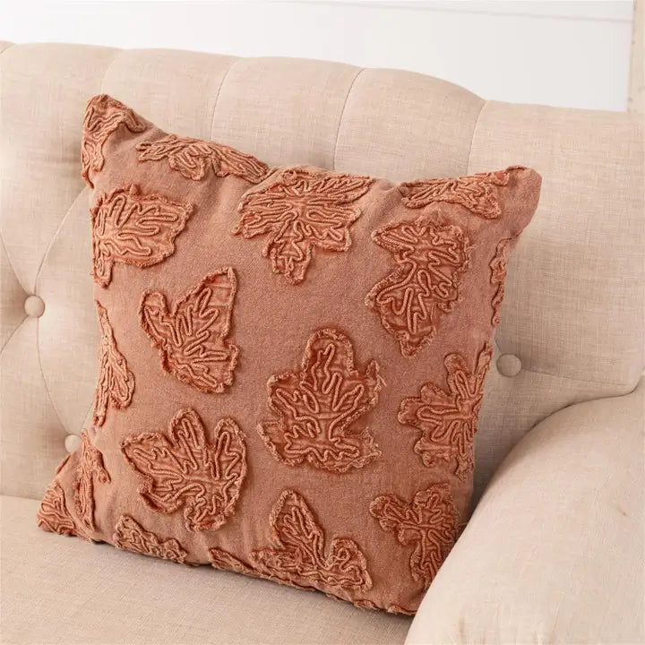 Stonewashed Fall Leaves Throw Pillow