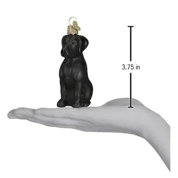 Handcrafted Black Labrador Glass Christmas Ornament