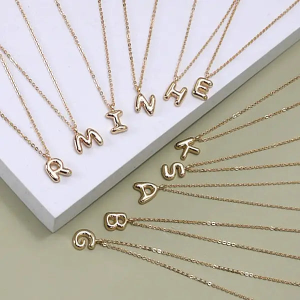 Gold Balloon Initial Necklace