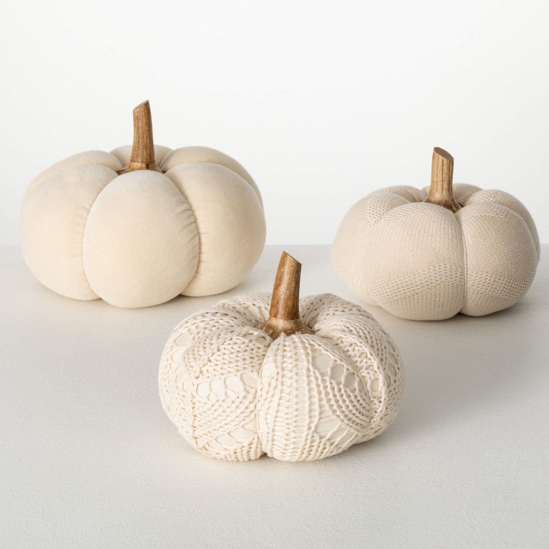 Cream Plush Pumpkins