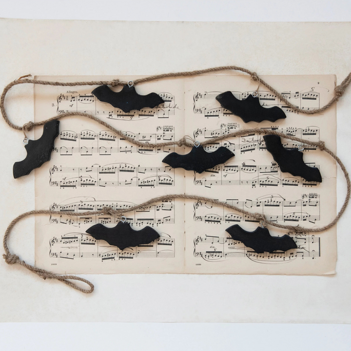 72" Bats Garland Mango Wood + Jute Rope