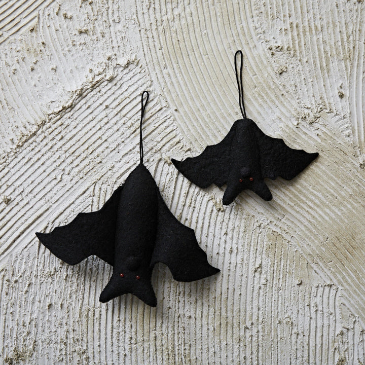 Handmade Wool Felt Bat Ornament, Black