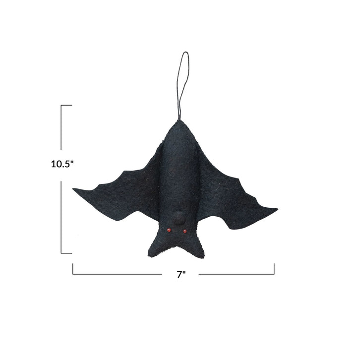 Handmade Wool Felt Bat Ornament, Black