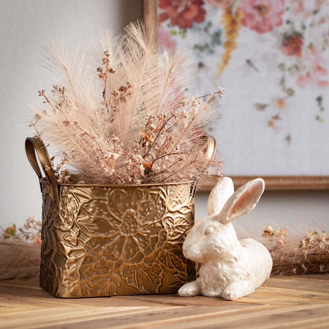 Botanical Embellished Brass Baskets