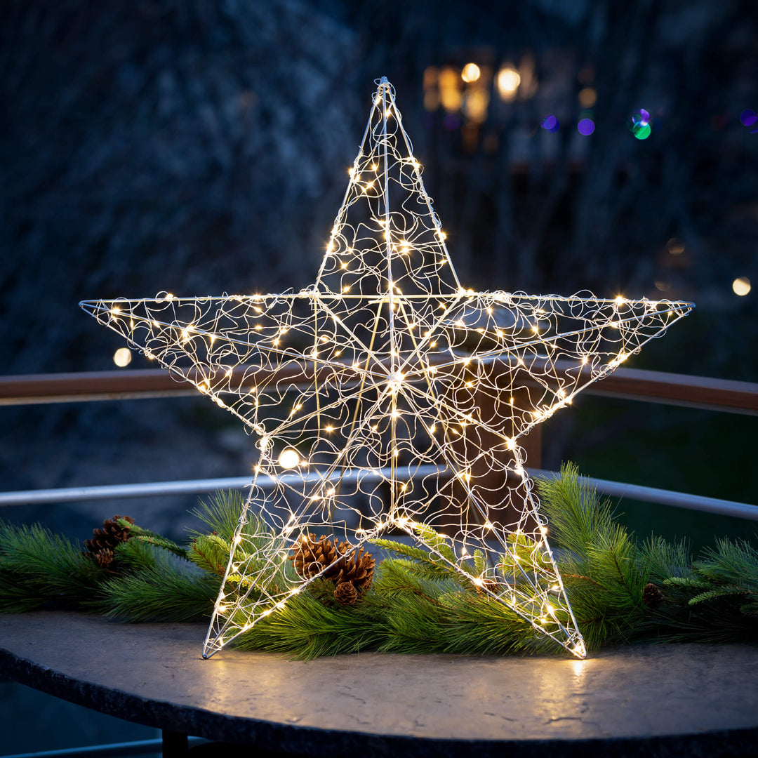 Silver Lighted Star with Stand