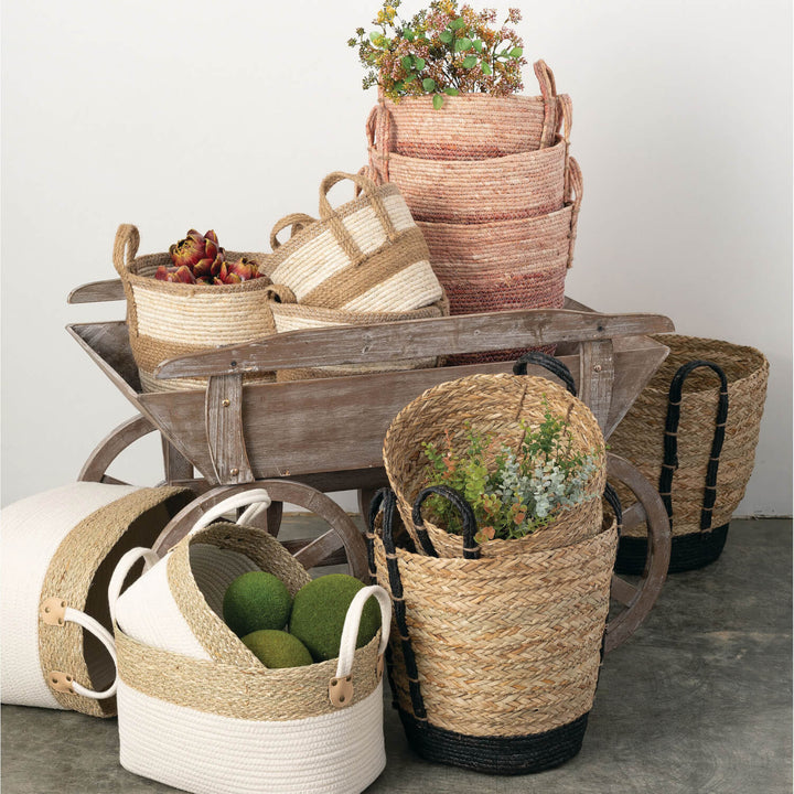 Woven Straw Basket with Handles