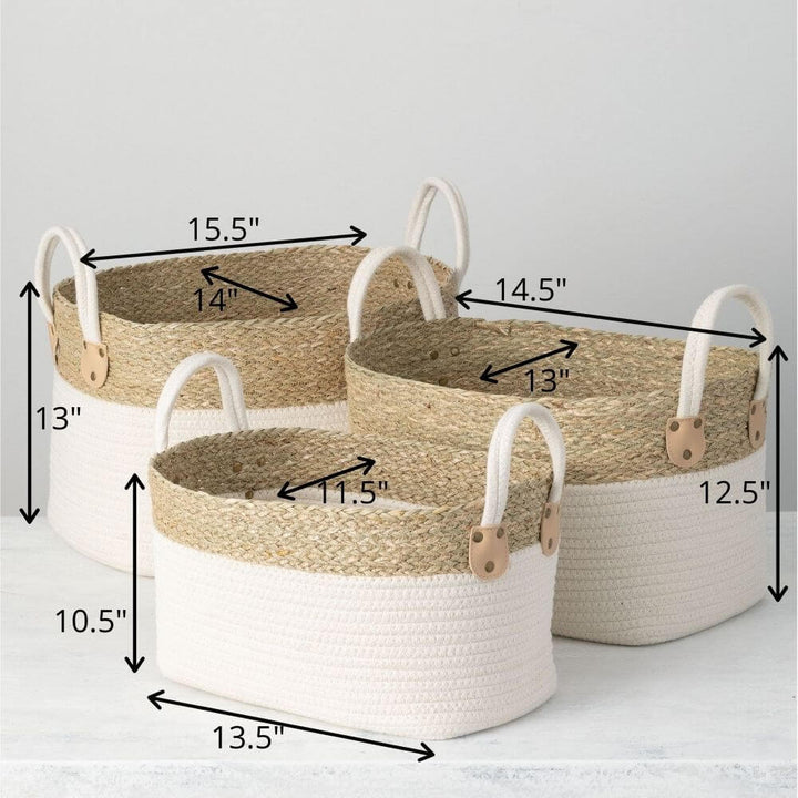 Woven Straw Basket with Handles