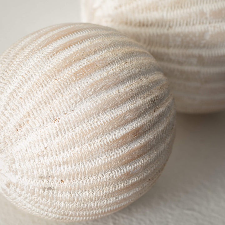 White Washed Wooden Ball Décor