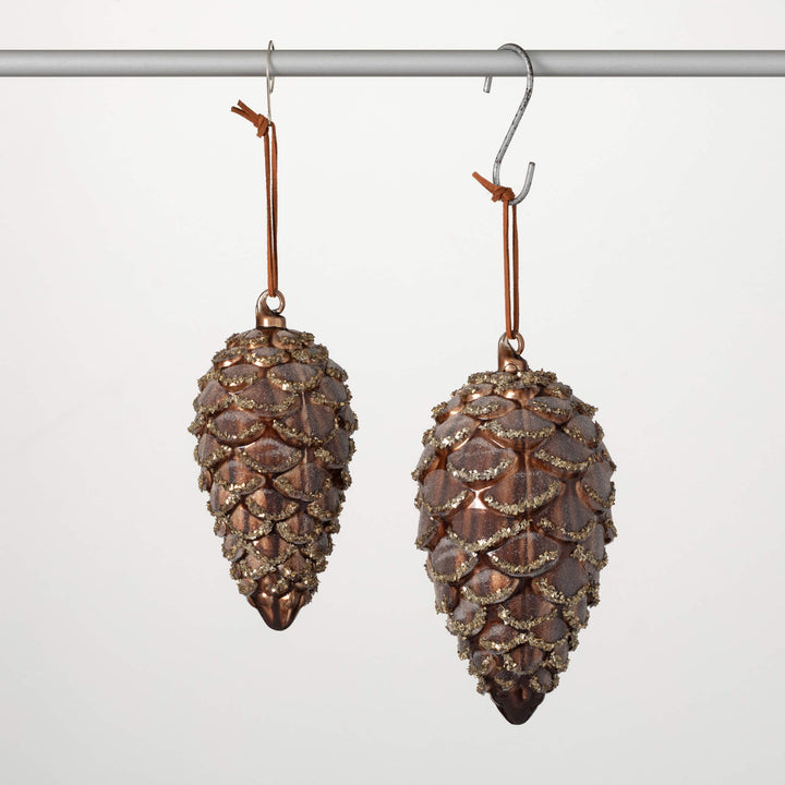 Sparkling Pinecone Glass Ornaments