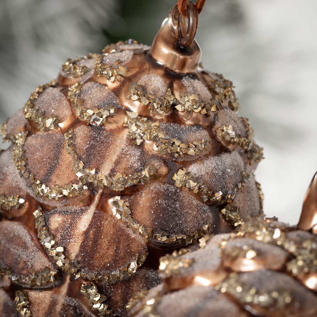 Sparkling Pinecone Glass Ornaments