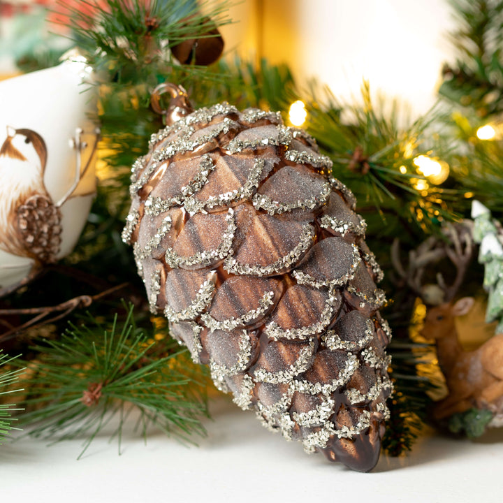 Sparkling Pinecone Glass Ornaments