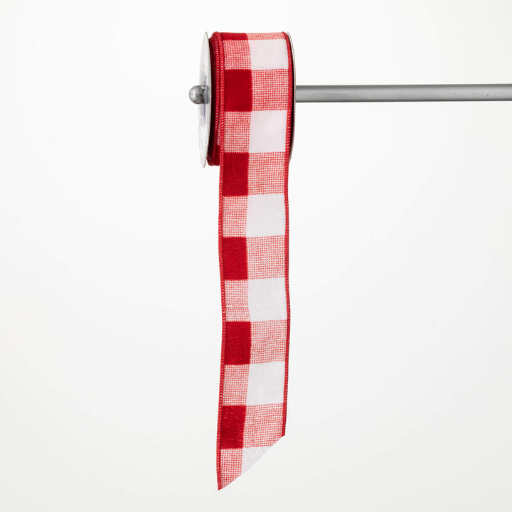 Gingham Red & White Ribbon, 30'