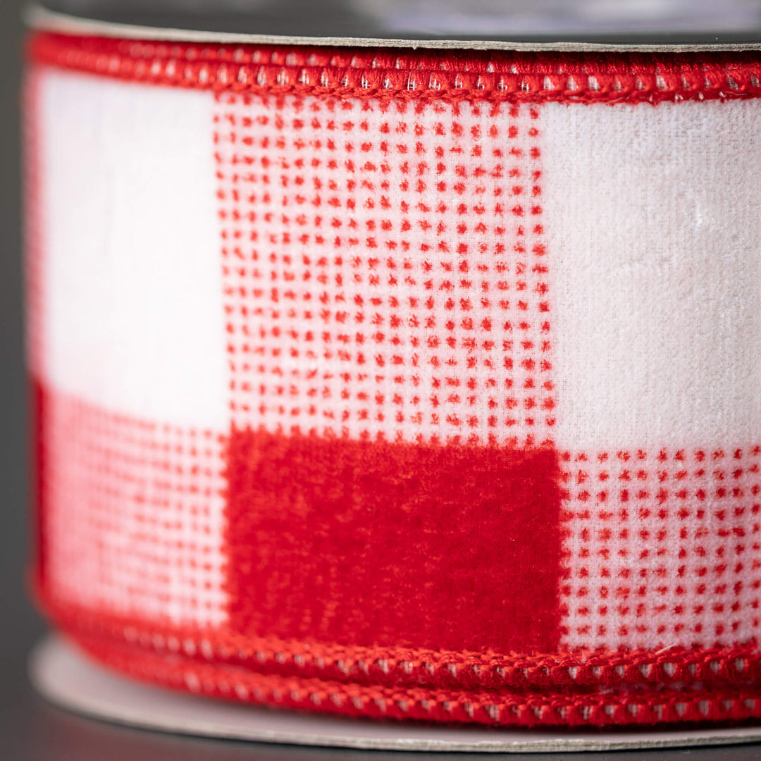 Gingham Red & White Ribbon, 30'