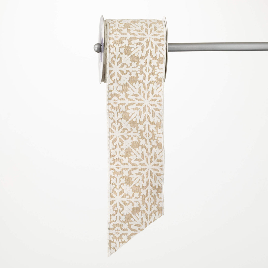 Embroidered Snowflake Ribbon, 15'L x4"