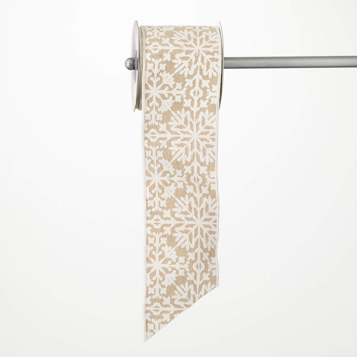 Embroidered Snowflake Ribbon, 15'L x4"