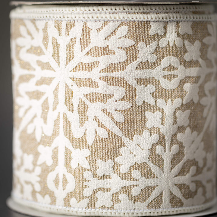 Embroidered Snowflake Ribbon, 15'L x4"