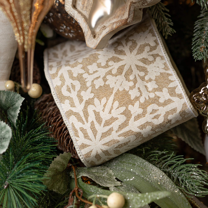 Embroidered Snowflake Ribbon, 15'L x4"
