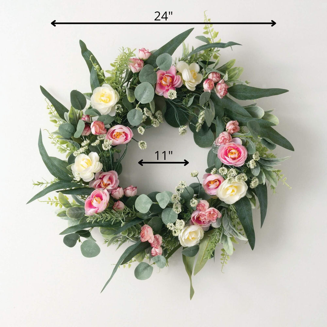 24" Ranunculus Mini Blossom Wreath