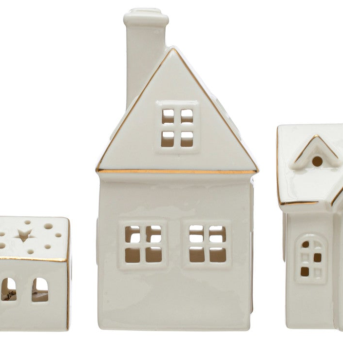 White Stoneware Light-up Village, LED