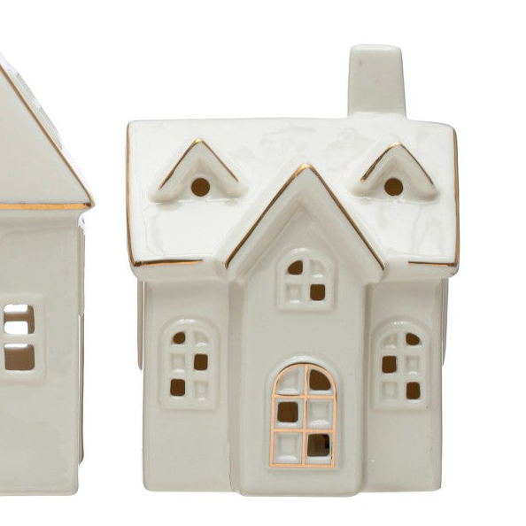 White Stoneware Light-up Village, LED
