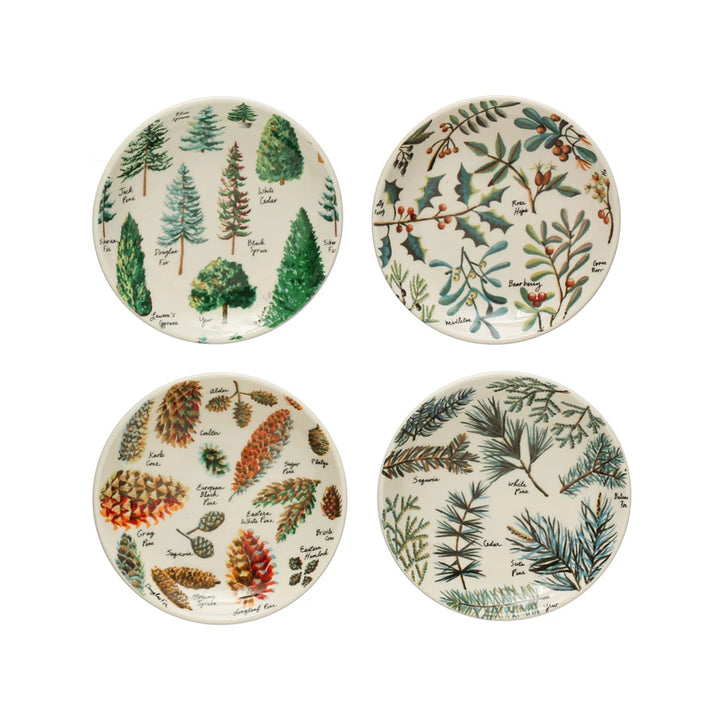 Evergreen Botanicals Stoneware Plate, 4" Round