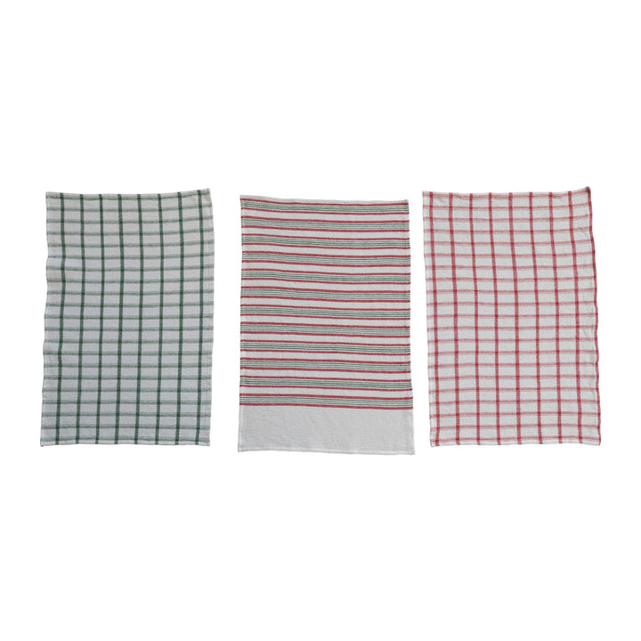 Holiday Theme Cotton Waffle Weave Tea Towels, 28" x 18"