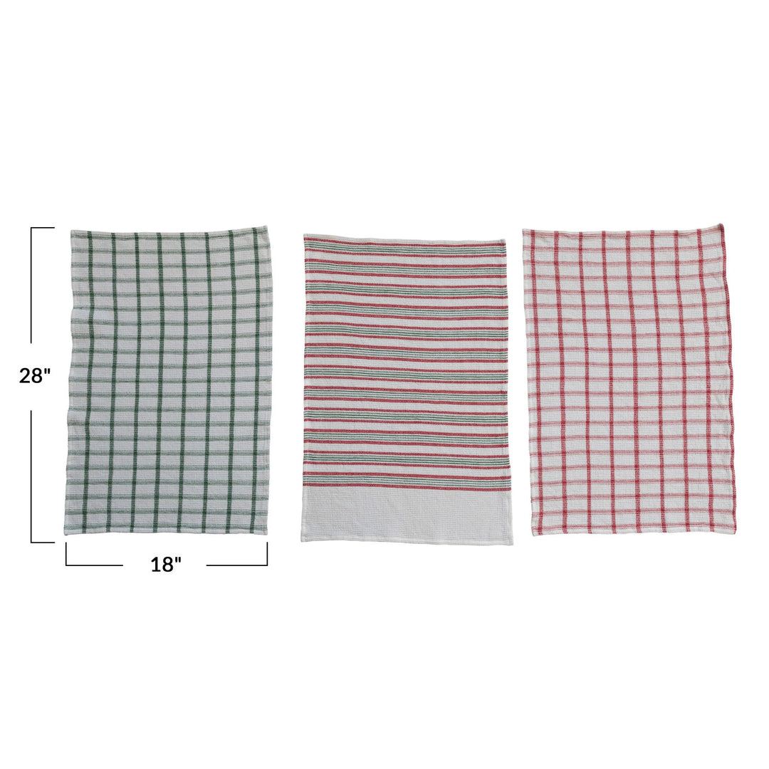 Holiday Theme Cotton Waffle Weave Tea Towels, 28" x 18"